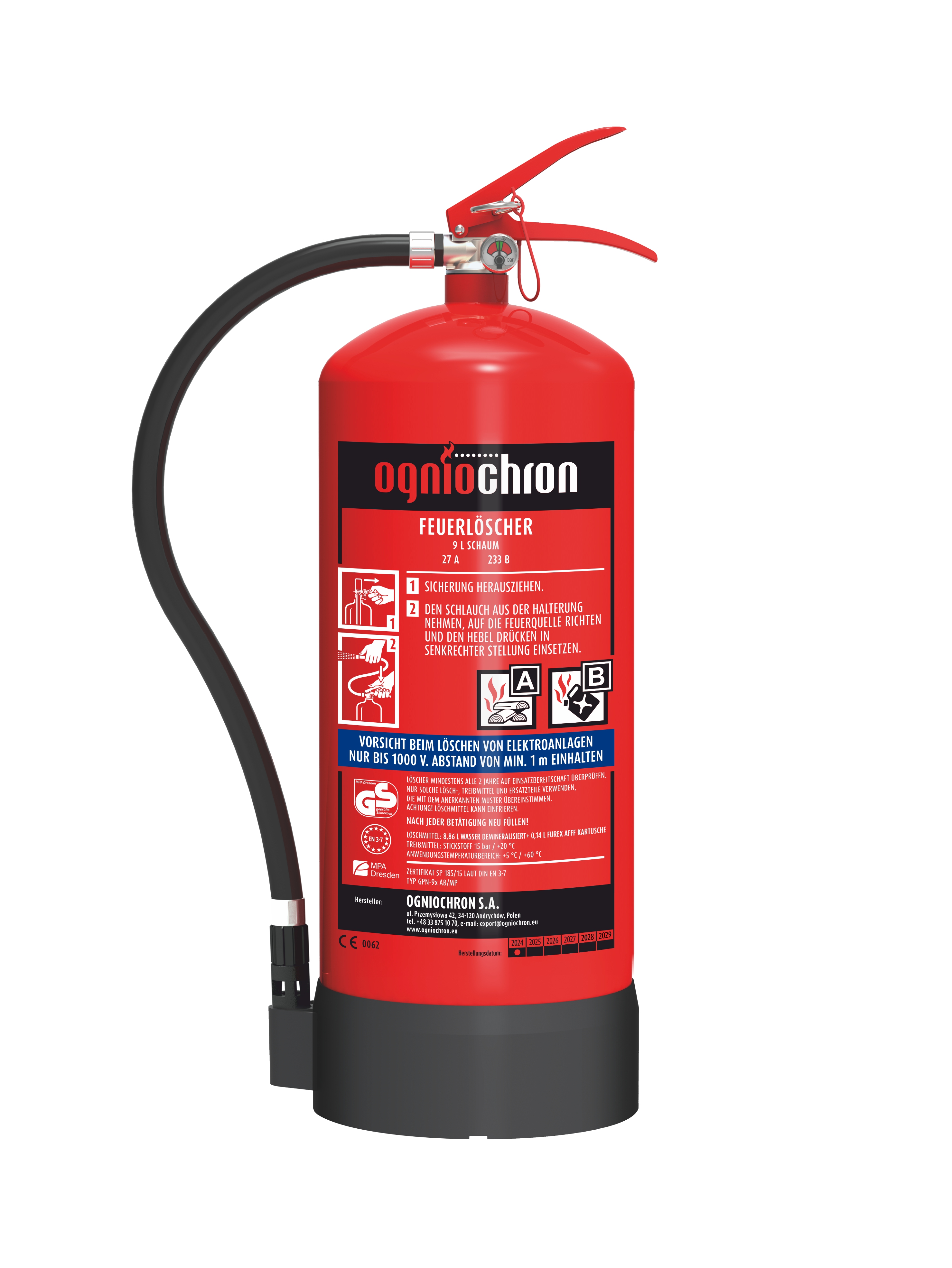 Schaum-Feuerlöscher GPN-9x AB/MP