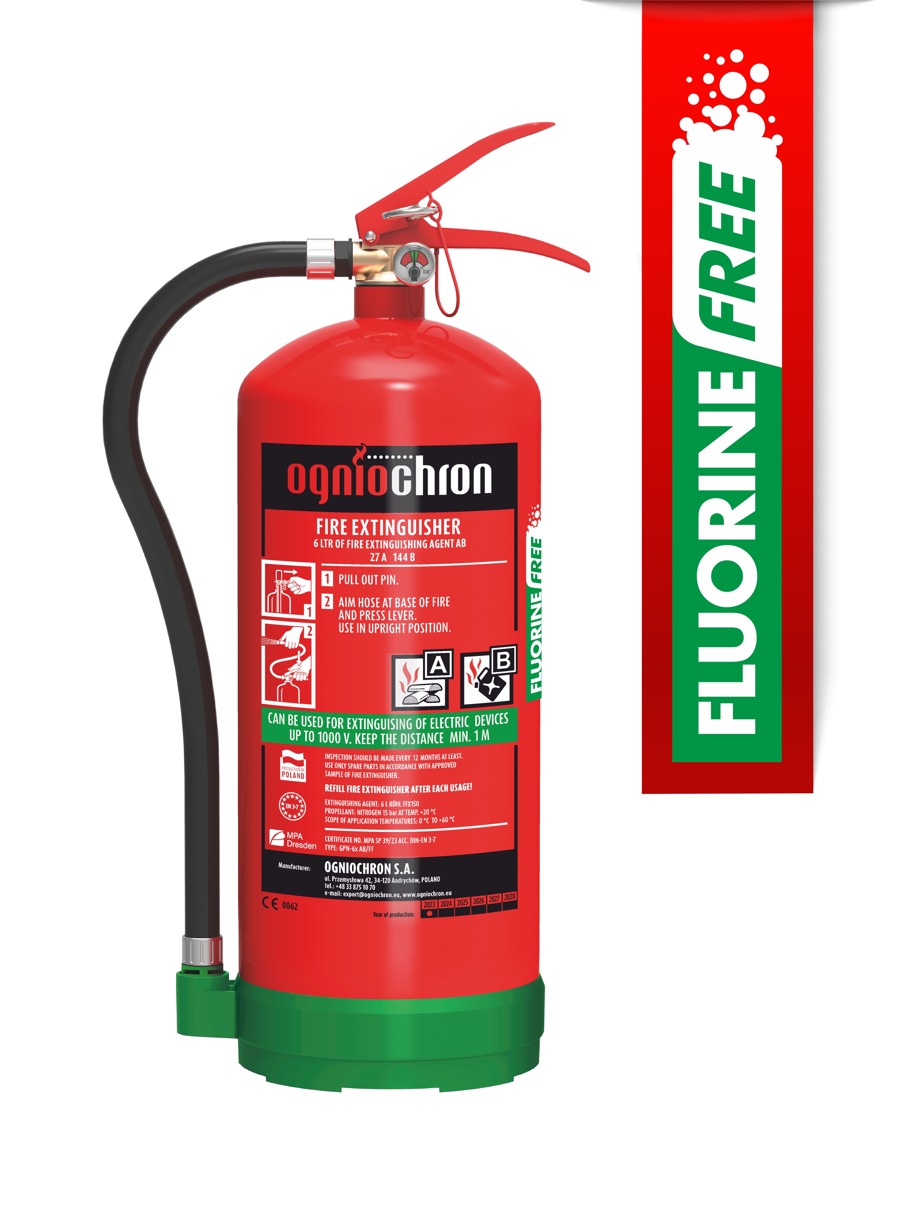 Fluorine-free foam extinguisher 6 l - GPN-6x AB/FF