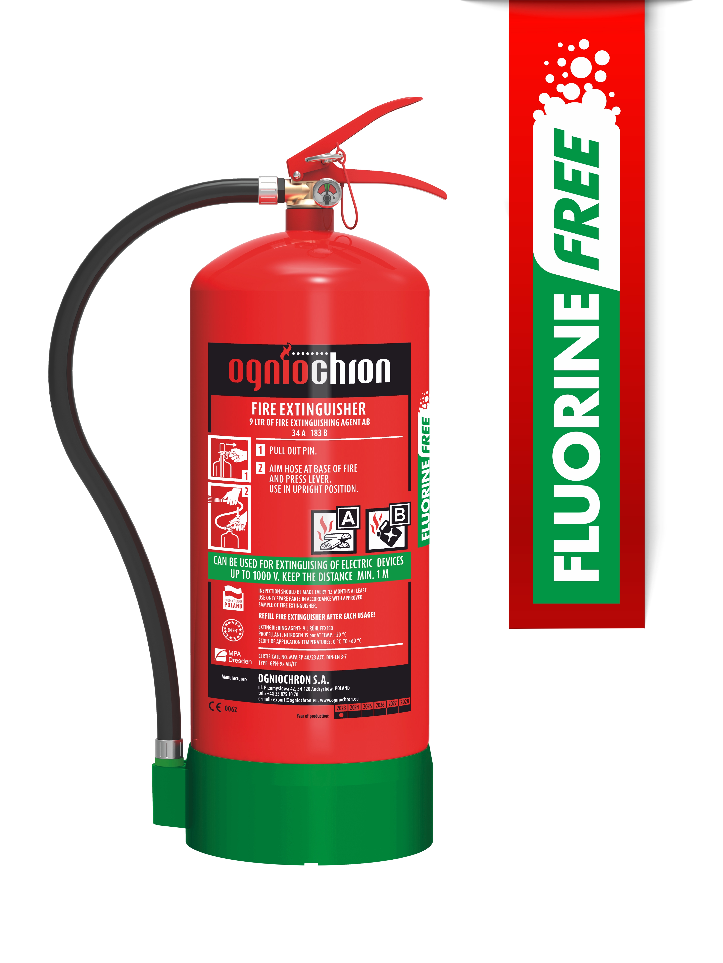 Fluorine-free foam extinguisher 9 l - GPN-9x AB/FF