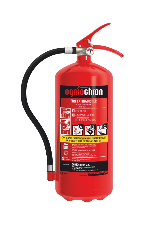 Powder fire extinguisher 6 kg - GP-6x ABC/MP